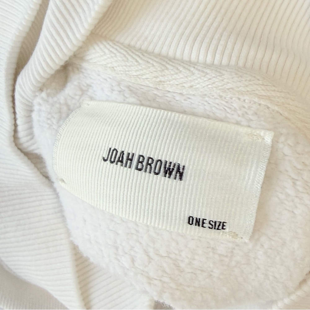 JOAH BROWN BEIGE CREAM DRAWCORD DRAWSTRING CREWNECK CROPPED SWEATSHIRT - Picture 6 of 9